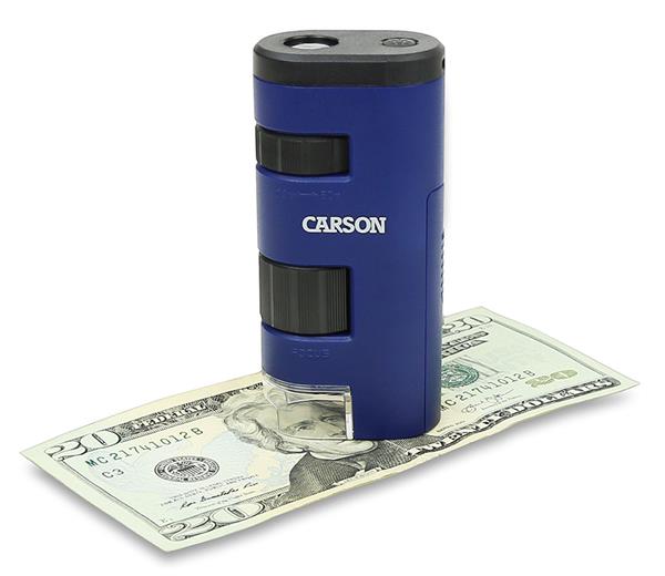 Carson PocketMicro MM-450 – LED-Taschenmikroskop 20x–60x Zoom, Asphärische Linsen, Verzerrungsfrei