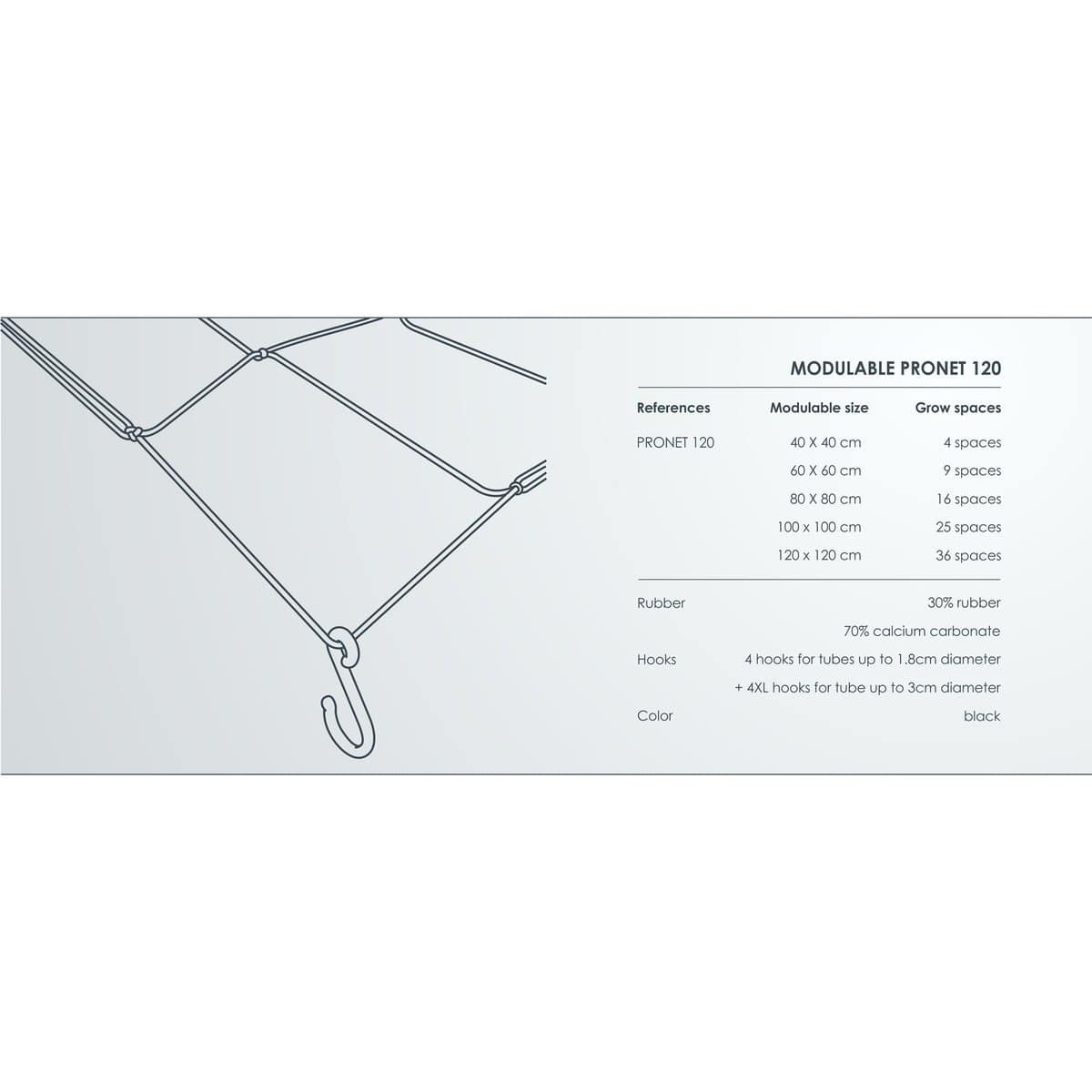 Soporte Flowering Plantas Malla Elástica GARDEN HIGHPRO PRONET 120cm - Soporte Para Plantas Con 36 Espacios Red Cultivo Ajustable