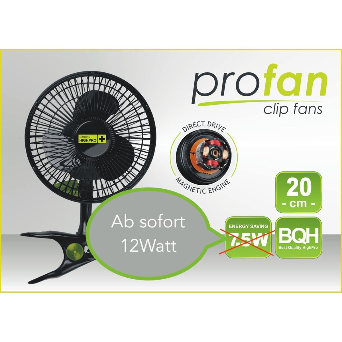 Ventilateur Clip Garden Highpro 15W - 2 Vitesses 15cm - Moteur Cuivre Pour Durée De Vie Longue