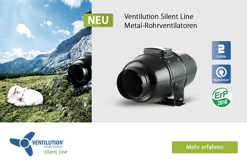 Rohrventilator 555 m³/h für 160 mm Rohrlüfter Ventilution Silent Line Metall 